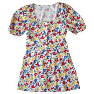 Rixo x Target Floral Mini Dress Size 4 Linen Blend Puff Sleeve